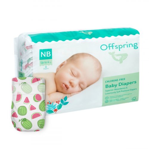 Offspring Подгузники, NB 2-4 кг. 56 штук / расцветка Арбузы