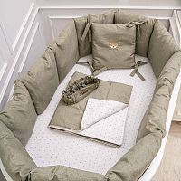 Lappetti Набор для овальной и прямоугольной кроватки "Сканди" / цвет оливковый					